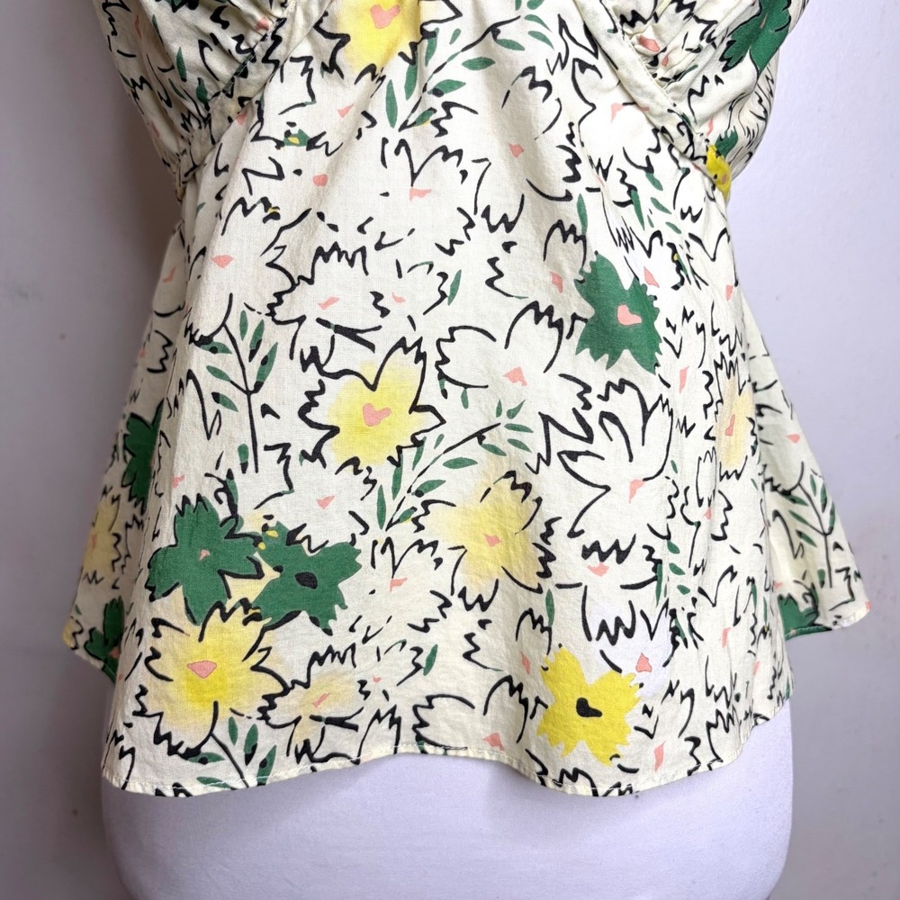 Anthropologie Hope For Flowers Floral Cami Top S Yellow Green Boho Cotton Tank - Picture 7 of 10